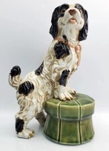 Vintage Staffordshire Style Ceramic Spaniel Dog Perched On Footstool 11 ... - £132.43 GBP