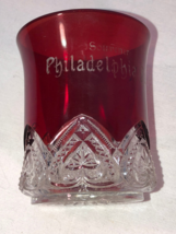 Victorian Ruby Flashed 3.75 Inch Philadelphia Souvenir Tumbler - £15.92 GBP