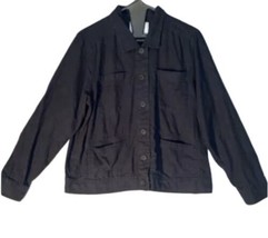 Lucky Brand Jacket Black Lightweight Womens Size Large Linen Full Button... - £14.40 GBP