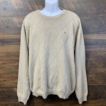 Izod Knit Sweater Adult Men&#39;s Size 2XL XXL Long Sleeve Tan Brown Cotton ... - $185.60 MXN