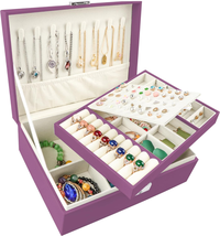 Mother&#39;s Day Gifts for Mom Her Women, Jewelry Box 2 Layer Jewelry Box Leather Je - £22.79 GBP