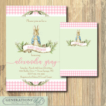 Peter Rabbit Baby Shower Invitation Girl, Thank you Note, Digital File/printable - £17.54 GBP