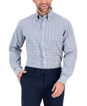 Club Room Men&#39;s Regular Fit Ditto Plaid Dress Shirt Navy Orange-18 36/37 - £15.66 GBP