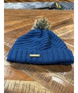 Sweet Turns Beanie Womens Blue Knit Cap Wool Winter Outdoors Logo One Size - £11.68 GBP