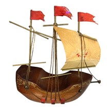 Vintage 1950s–70s Wooden “Santa Maria” Model Ship – Made in Holland – Na... - $19.55