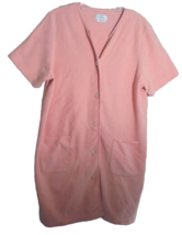 Delicates Womens Medium M Soft Light Pink Midi Button Front Robe House C... - $11.79