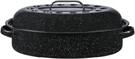 Granite Ware 319796 15-Inch Covered Oval Roaster with Lid, Speckled Black - £18.78 GBP