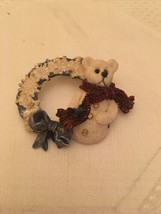 Boyds Bears Christmas Wreath Pin Snowman In Shape Of Teddy Bear - $9.89