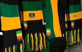 Jamaican Colors Scarf- Size, Length 60&quot;x 7&quot; and Fringers 7&quot; Assorted Pat... - $65.00