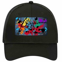 Light Blue Splatter Oil Rubbed Novelty Black Mesh License Plate Hat - £23.16 GBP