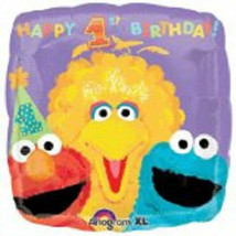 Sesame Street Square Mylar 18" Balloon Foil 1st Birthday Big Bird Elmo - $3.95