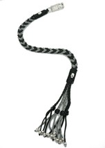 Paracord Motorcycle Biker Whip Get Back whip Metal Skulls 36&quot; GRAY / BLACK - £23.59 GBP