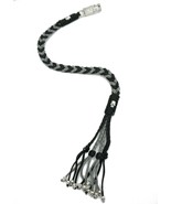Paracord Motorcycle Biker Whip Get Back whip Metal Skulls 36&quot; GRAY / BLACK - $40.73 CAD