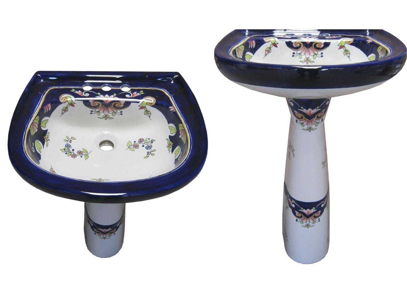 Mexican Talavera Pedestal Sink Handcrafted Ceramic - Claridad - - $899.00