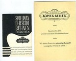 Kaiser Keller Restaurant Menu &amp; Movie Times Frankfurt Germany 1958 - £13.98 GBP