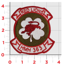Marine Corps HMH-363 Red Lions 1966 Hook &amp; Loop Embroidered Patch - £31.34 GBP