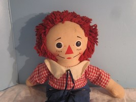 Vintage Raggedy Andy Doll 14&quot; W/HEART Knickerbocker Yarn Hair - £17.92 GBP