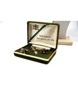 Medici VTG Men&#39;s Cuff Link&#39;s &amp; Tie Pin Gold Tone Rhinestone Statement Ac... - $24.99