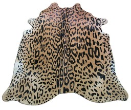 Jaguar Print Cowhide Rug Size: 7&#39; X 5 1/2&#39; Beige/Black Cowhide Rug - $246.51