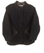 Victor Costa Blue Denim Jacket Studded Zippered Closure Long Sleeves Siz... - $411.05 MXN