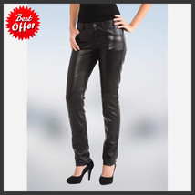 Women&#39;s Leather Pants Genuine Lambskin Leather Party Skinny Legging Trou... - $160.80 CAD