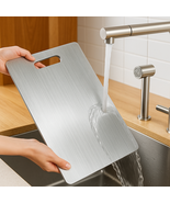 Titanium 2024 Double-Sided Stainless Steel Cutting Board 15x10 Kitchen - $27.42 CAD+