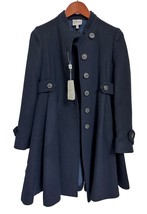 New $1725 Armani Collezioni Navy Cashmere Wool Blend Classic Coat Size 2 - £774.75 GBP