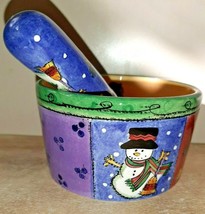 2 Piece Dip Set Bowl Spreader Sweet Shop Sango Christmas Sue Zipkin Snowman - £9.03 GBP