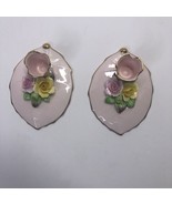 Vintage Denton Hand Modelled Best Bone China Candle Holders Pink w/Flowers - $941.50 MXN