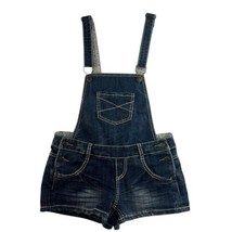 Vtg Y2K Vanilla Star Jr 5 Bib Shortall Shorts Blue Denim Thick Stitch Low Rise - £18.06 GBP