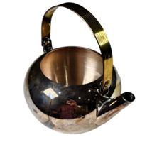 Decorative Kettle Stainless Steel Silver Brass No Lid Medium Décor 7.5in... - $19.99