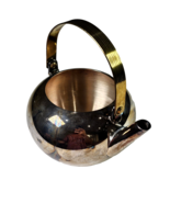 Decorative Kettle Stainless Steel Silver Brass No Lid Medium Décor 7.5in... - $19.99