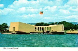 Vintage Hawaii Postcard USS Arizona Memorial Pearl Harbor Pacific Ocean History - £4.69 GBP