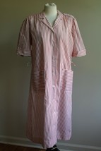 Vtg Carolina Maid 14 Red White Stripe Short Sleeve House Shirt Dress NWOT USA - £25.51 GBP