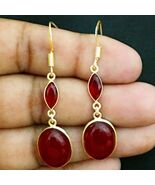 Handmade Silver /Gold / Rose Gold Plated Natural Ruby Oval Shape Women E... - $57.19+