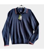 Ben Sherman Men's Tipped Knit Polo Shirt Size Large Navy Long Sleeve NWT  - $34.58