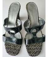 Womens Sandals Size 7 Platform AK Anne Klein Block High Heels Black, Zap... - $17.82