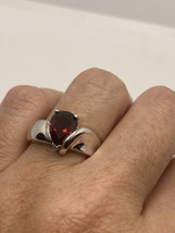 Vintage Rot Granat Ring 925 Sterlingsilber Größe - £84.07 GBP