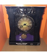 Spooky Village Clock Opens With Skeleton Shown Inside Animated&amp; Lights Up - $28.07