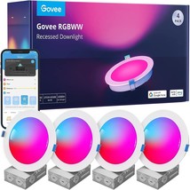 Govee Smart Recessed Lighting 6 Inch, Wi-Fi Bluetooth Direct Connect, 4 Pack. - £102.24 GBP