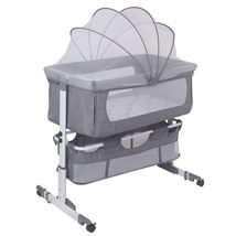 Bedside Crib 3 in 1 Baby Bassinet Adjustable Travel Cot Large Storage for Infant - £55.96 GBP