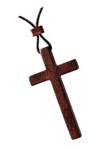 Natural Sandalwood Large Cross Pendant Necklace for Men Boys - $40.52