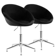 Elama 2 Piece Adjustable Velvet Accent Chair in Black with Chrome Finish - £158.72 GBP