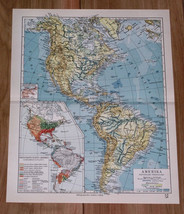 1928 Original Vintage Physical Map Of Americas Mountains Rivers Andes Rockies - £19.24 GBP