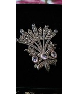 Antique Vintage Art Deco Sterling Silver Brooch with Amethyst and Marcas... - £76.88 GBP
