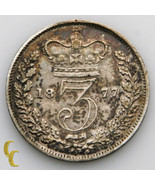 1877 Great Britain 3 Pence Silver Coin, KM# 730 - €75,49 EUR