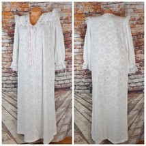 Appel Long Modest White Flannel Dressing Gown Robe Prairie USA Vintage - £34.79 GBP