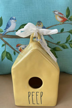 Rae Dunn Artisan Collection Pale Yellow Birdhouse Square “PEEP” By Magenta New - £35.96 GBP