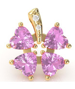 4 Leaf Clover Lab-Created Pink Sapphire Diamond Pendant In 14k Yellow Gold - $614.10 CAD