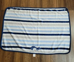 Parents Choice 2 Whales Mom Baby Blanket Blue White Gray Stripe Security... - $39.59